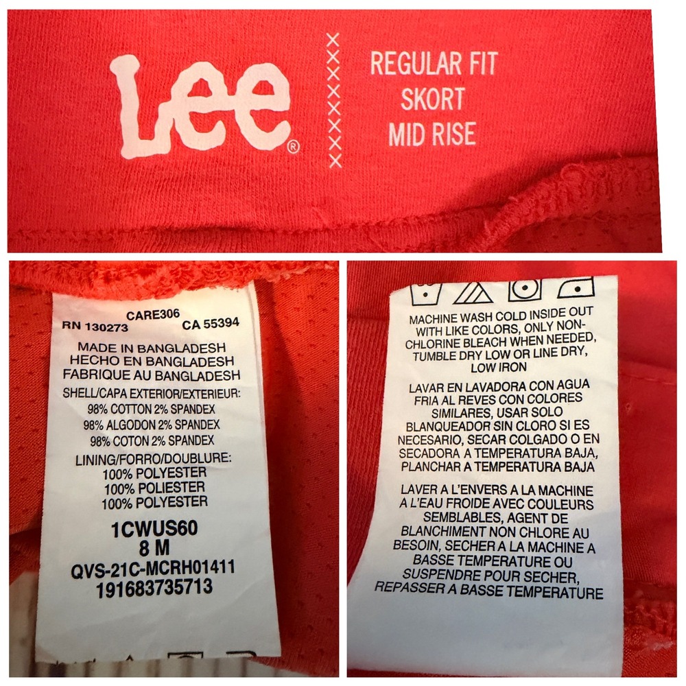Lee Skort Women's 8 Coral Regular Fit Mid Rise Mini Stretch Gorpcore Activewear - Picture 3 of 9